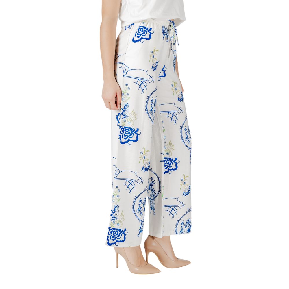 White Viscose Casual Pants