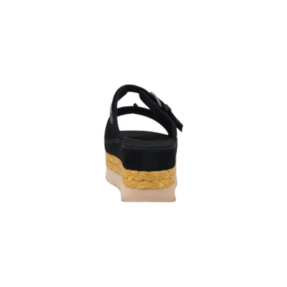 Black Suede Leather Platform Sandals