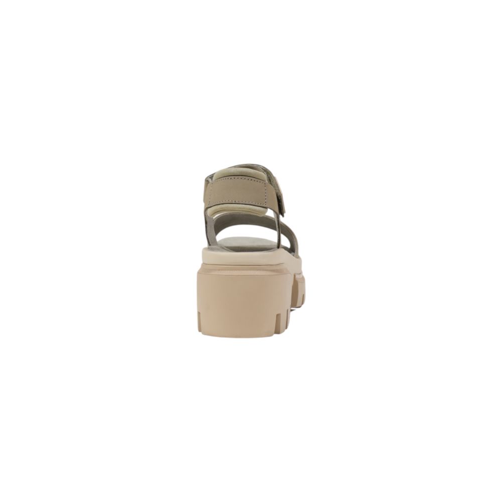 Beige Leather Platform Sandals