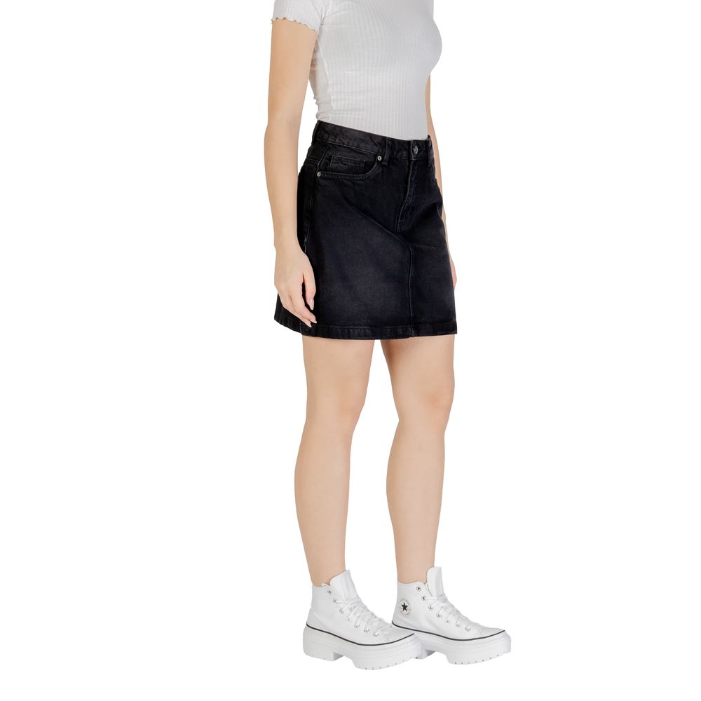 Black Cotton Mini Skirt