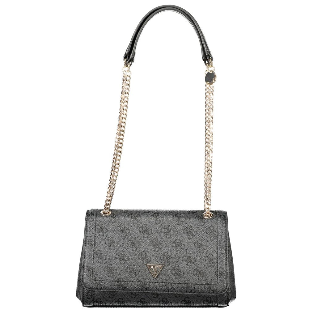 Black Polyurethane Women Handbag