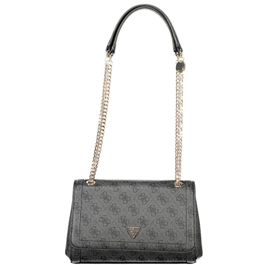 Black Polyurethane Women Handbag