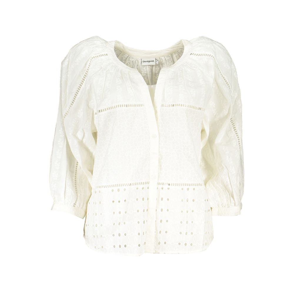 White Cotton Women Shirt