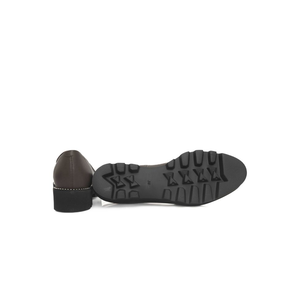 Brown Cowhide Women Loafer