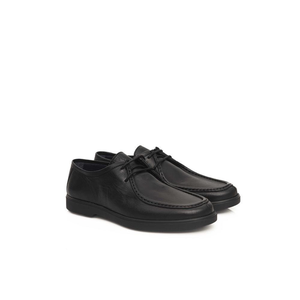 Black Leather Men Derby Shoe