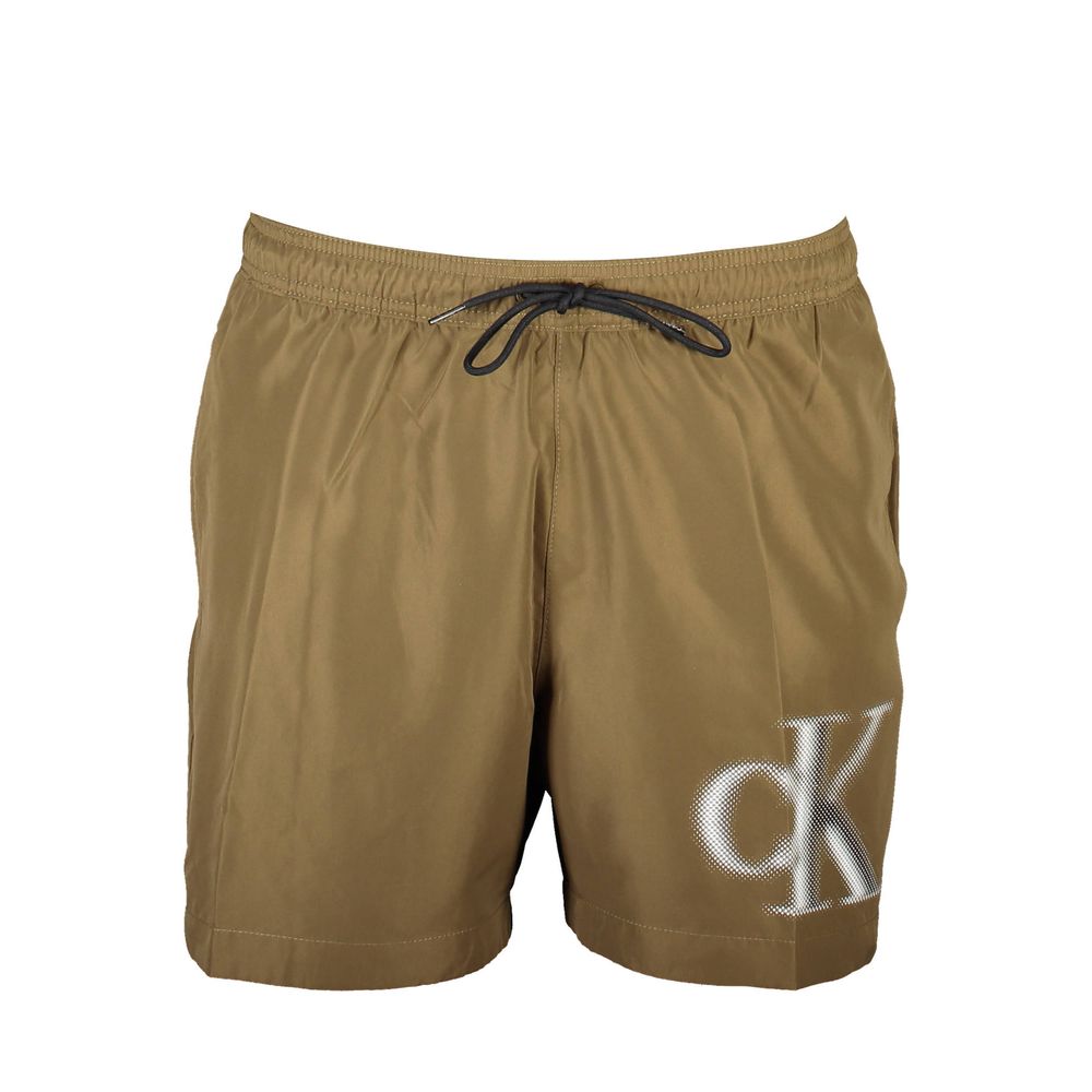 Marrone Polyester Men's Swim Boxer