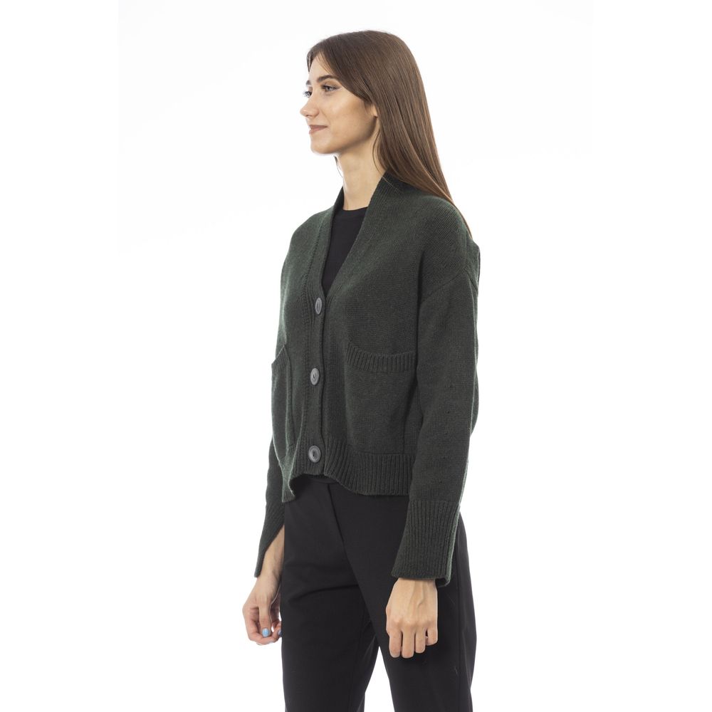 Gray Merino Wool Women Cardigan