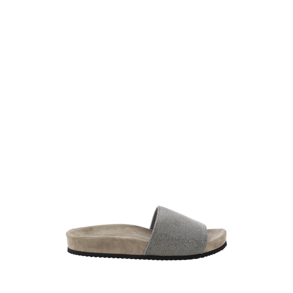 Brown Fabric Sandals