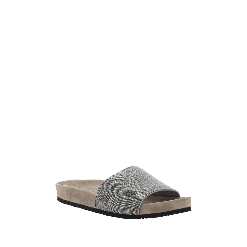 Brown Fabric Sandals