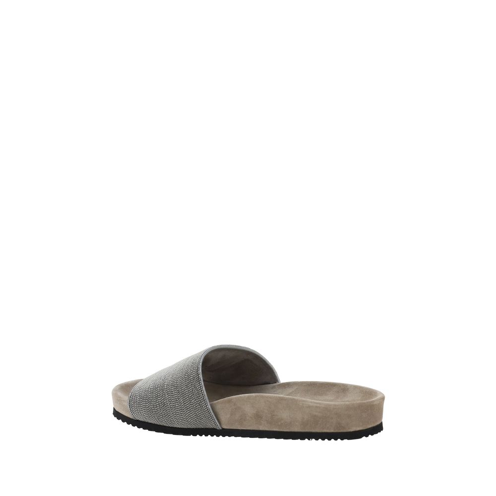Brown Fabric Sandals