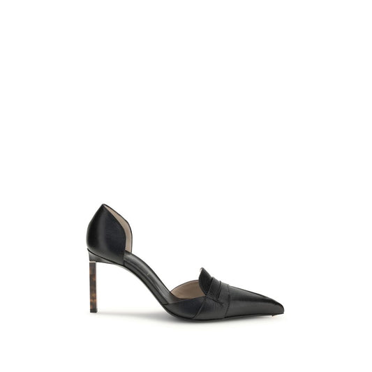 Black Leather High Heel Pumps