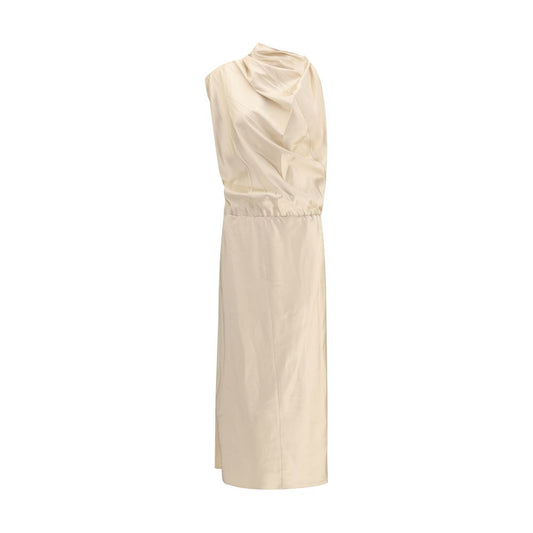 Beige Silk Casual Dress