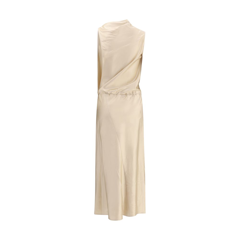 Beige Silk Casual Dress