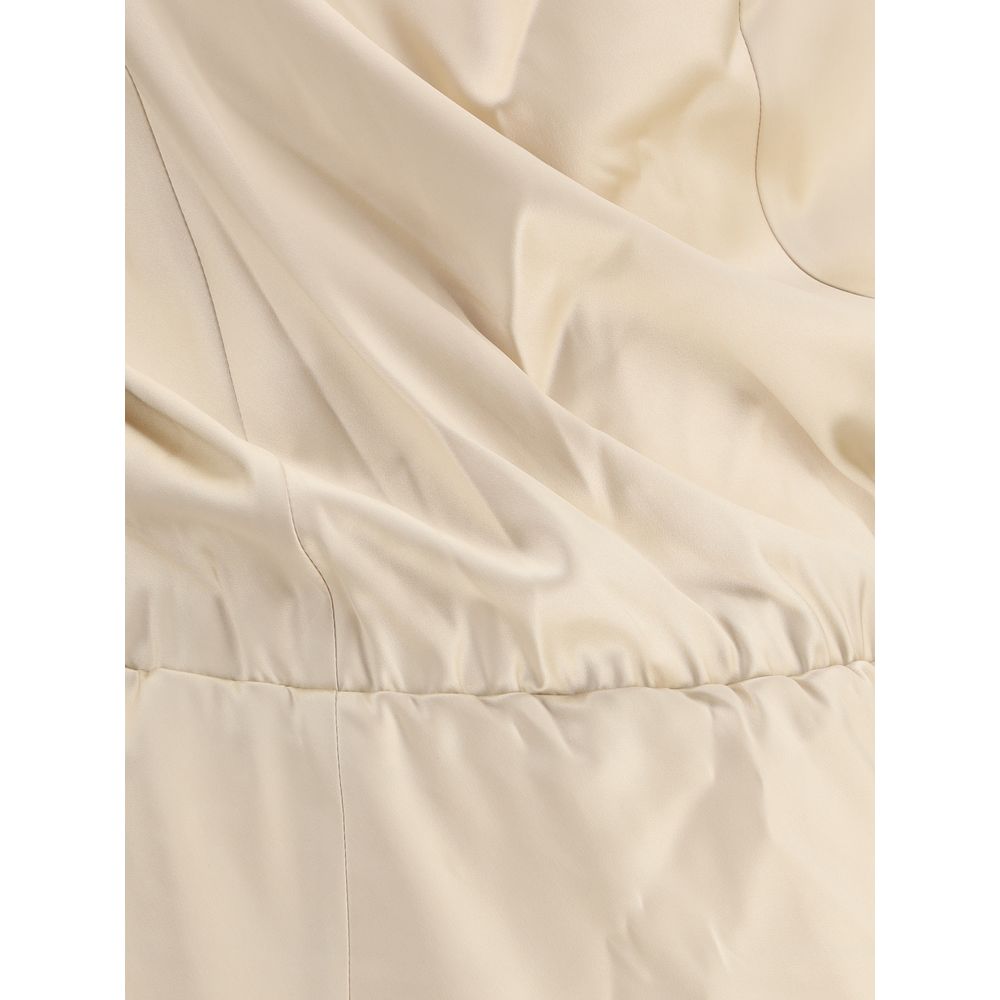 Beige Silk Casual Dress