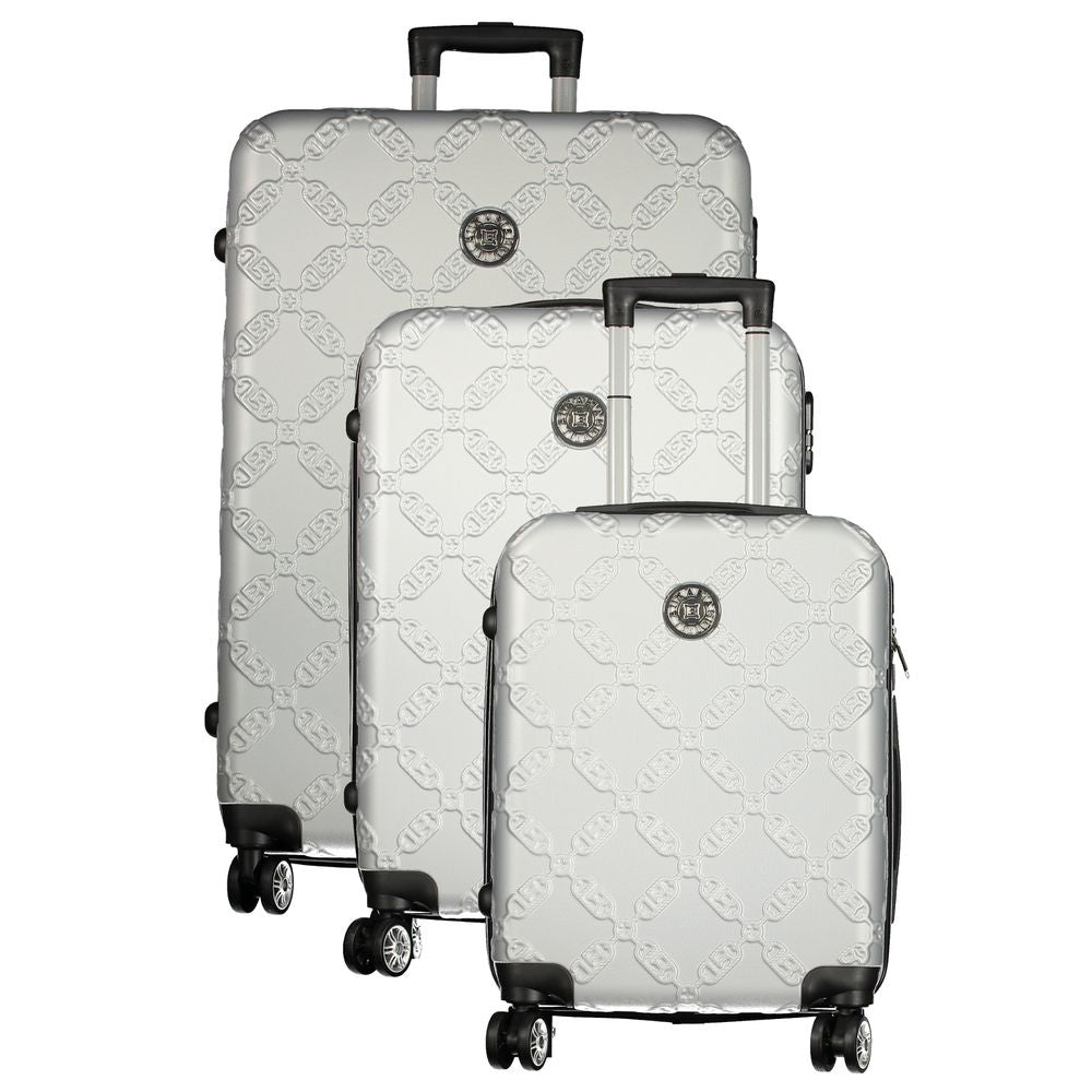 Silver Polyurethane Women's Travel Bag