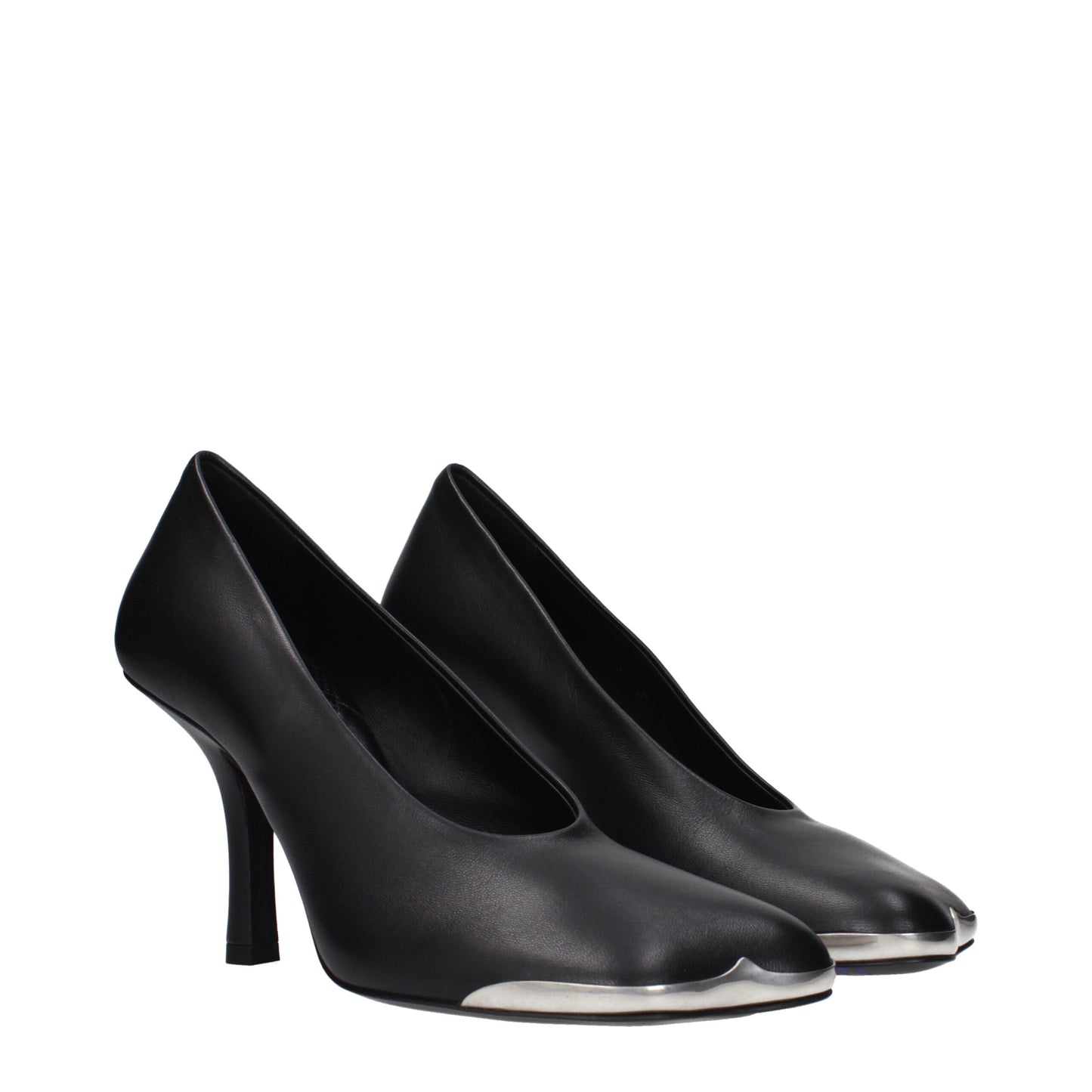 Black Leather High Heel Pumps