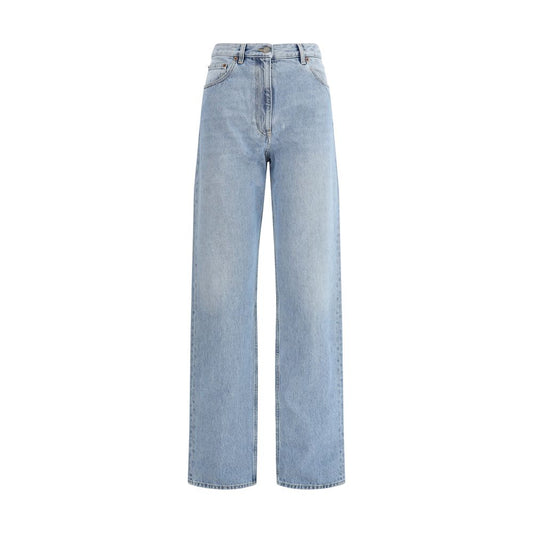 Blue Cotton High-Waisted Jean