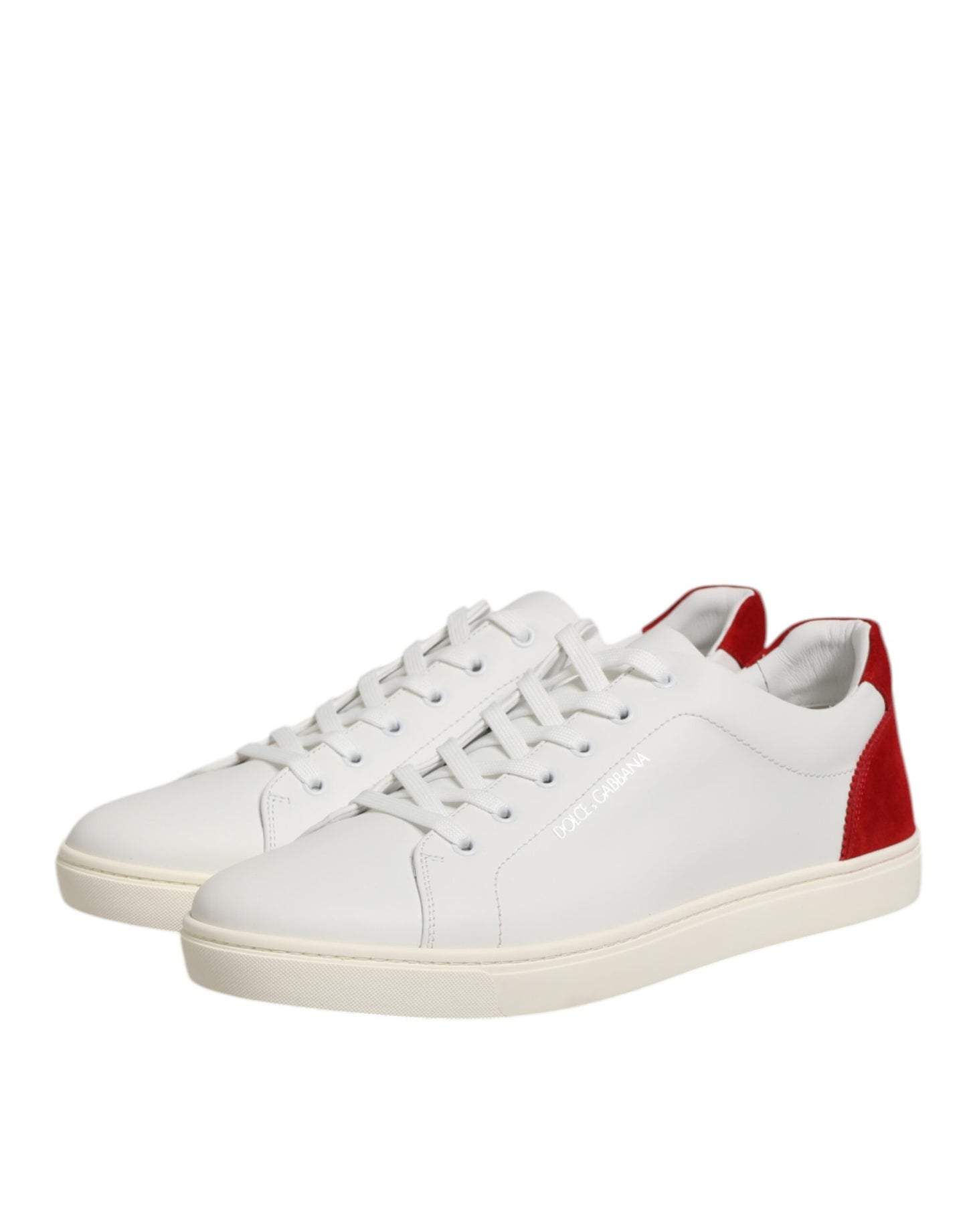 White Red Leather Low Top Men Sneakers Shoes