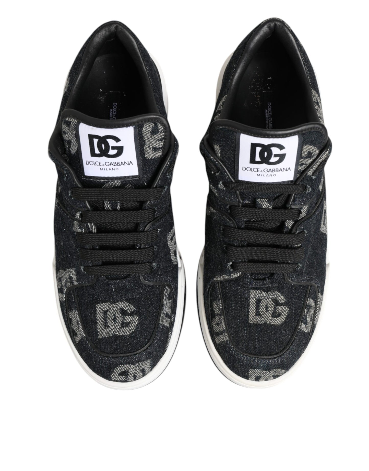 Blue Cotton Denim Logo Low Top Sneakers Shoes