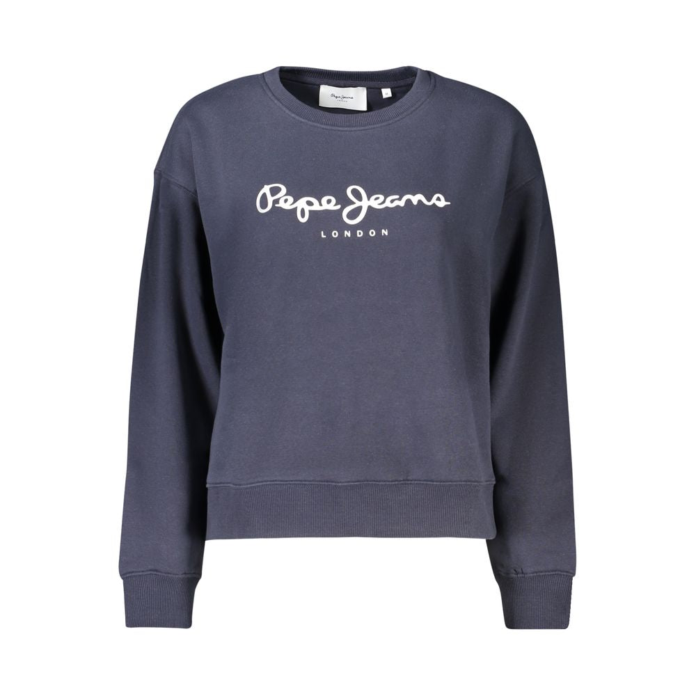 Blue Cotton Women Sweatshirt