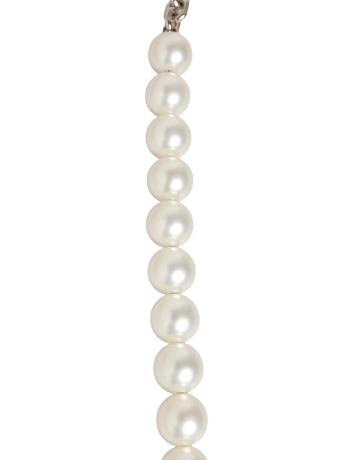 Black Leather Pearl Chain Bag Accessory Shoulder Strap