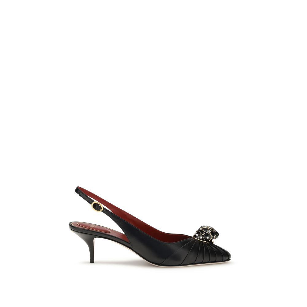 Black Leather High Heel Pumps