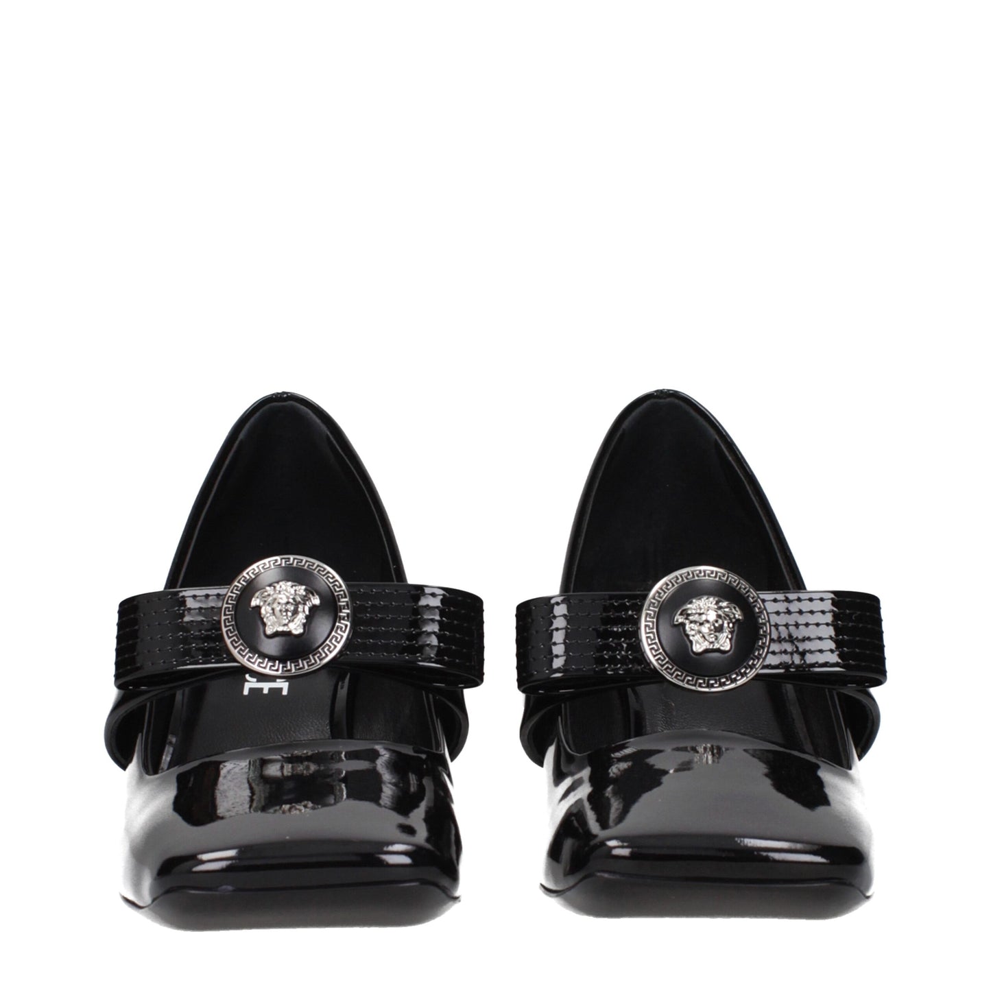 Black Leather Mid Heel Pumps
