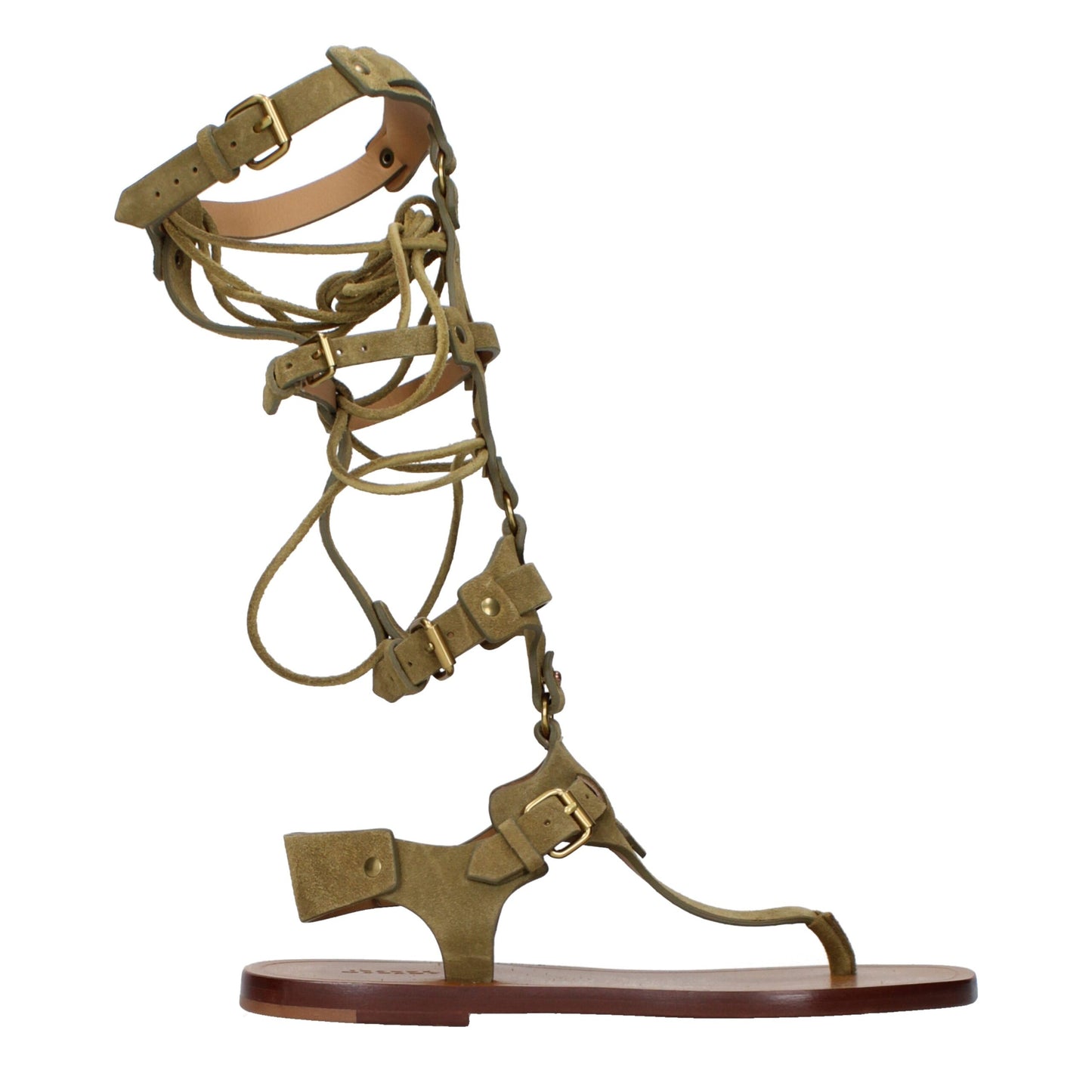 Gray Leather Flip-Flop Sandals