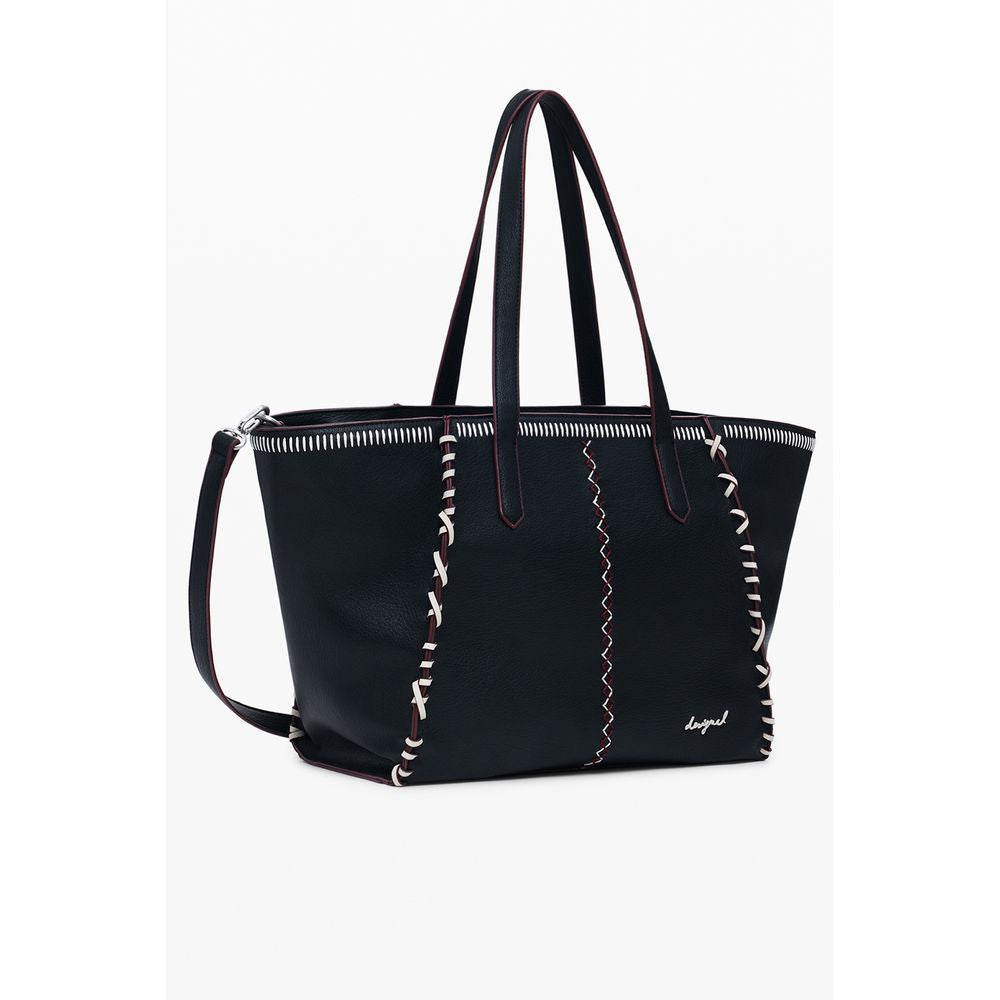 Black Polyurethane Women Shoulder Bag