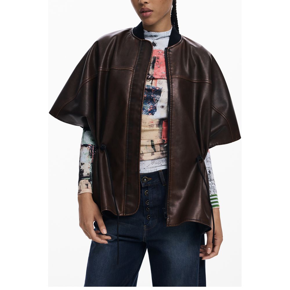 Burgundy Polyurethane Women Poncho