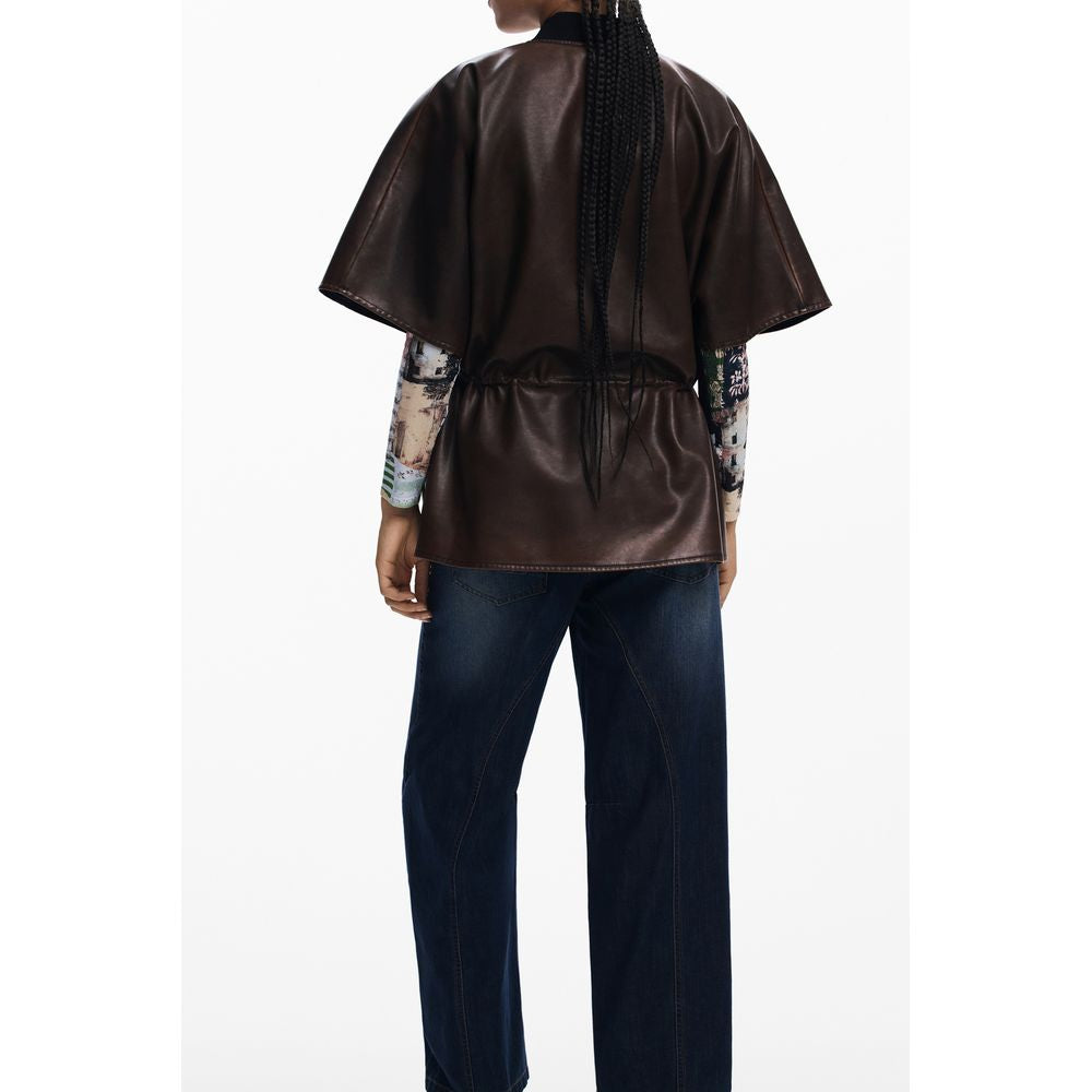 Burgundy Polyurethane Women Poncho