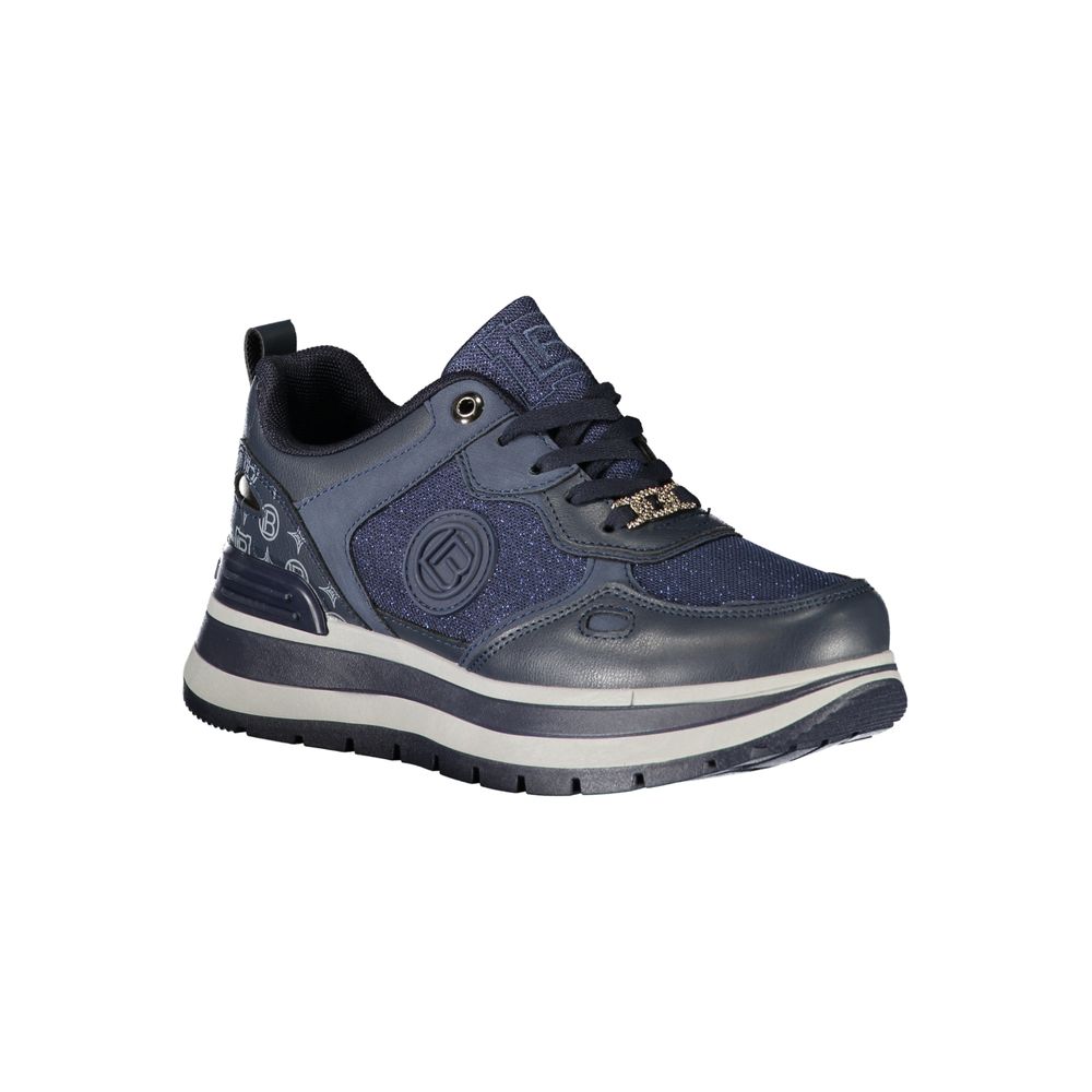 Blue Polyester Athletic Sneakers