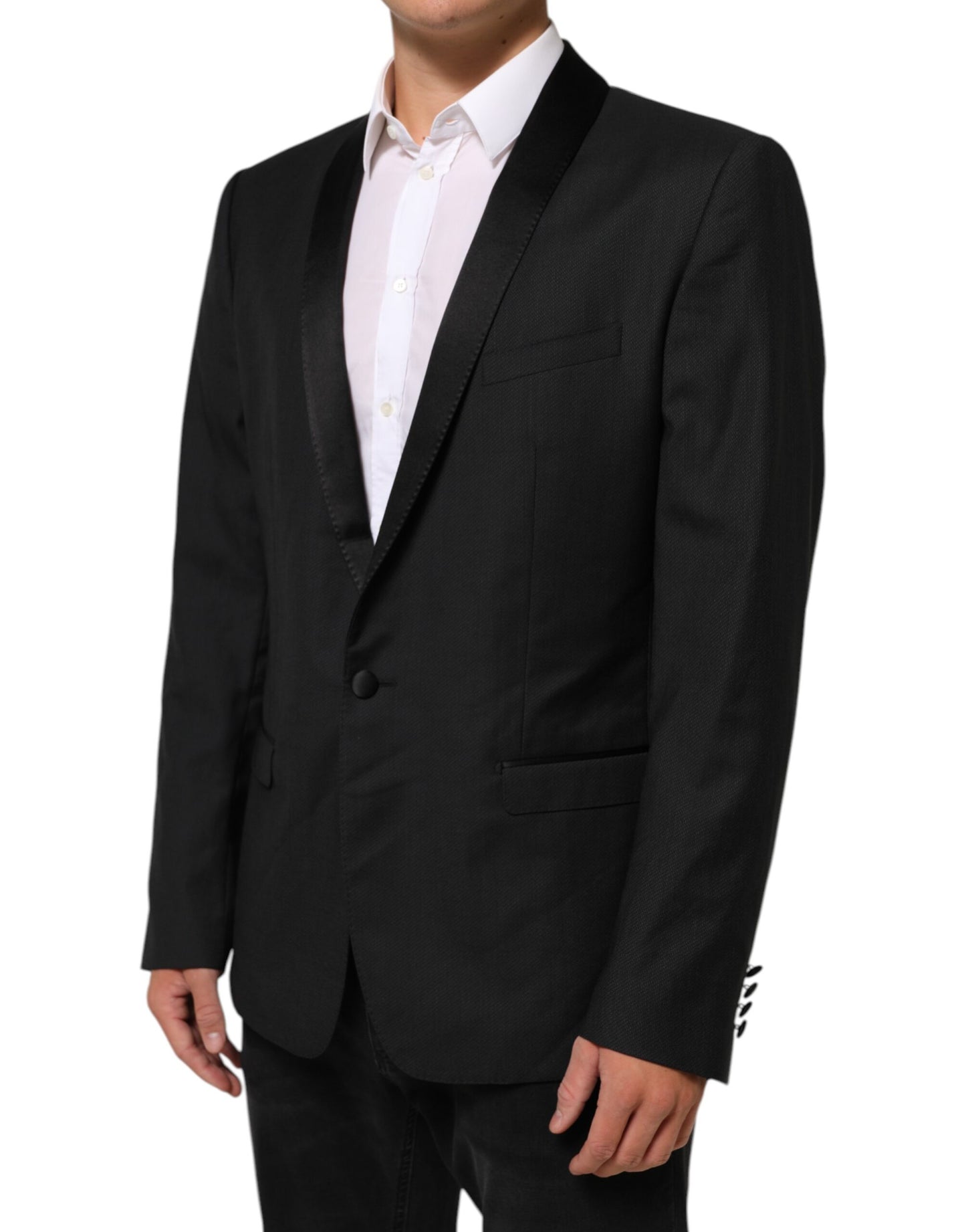 Black Wool GOLD 1 Button Suit Coat Blazer