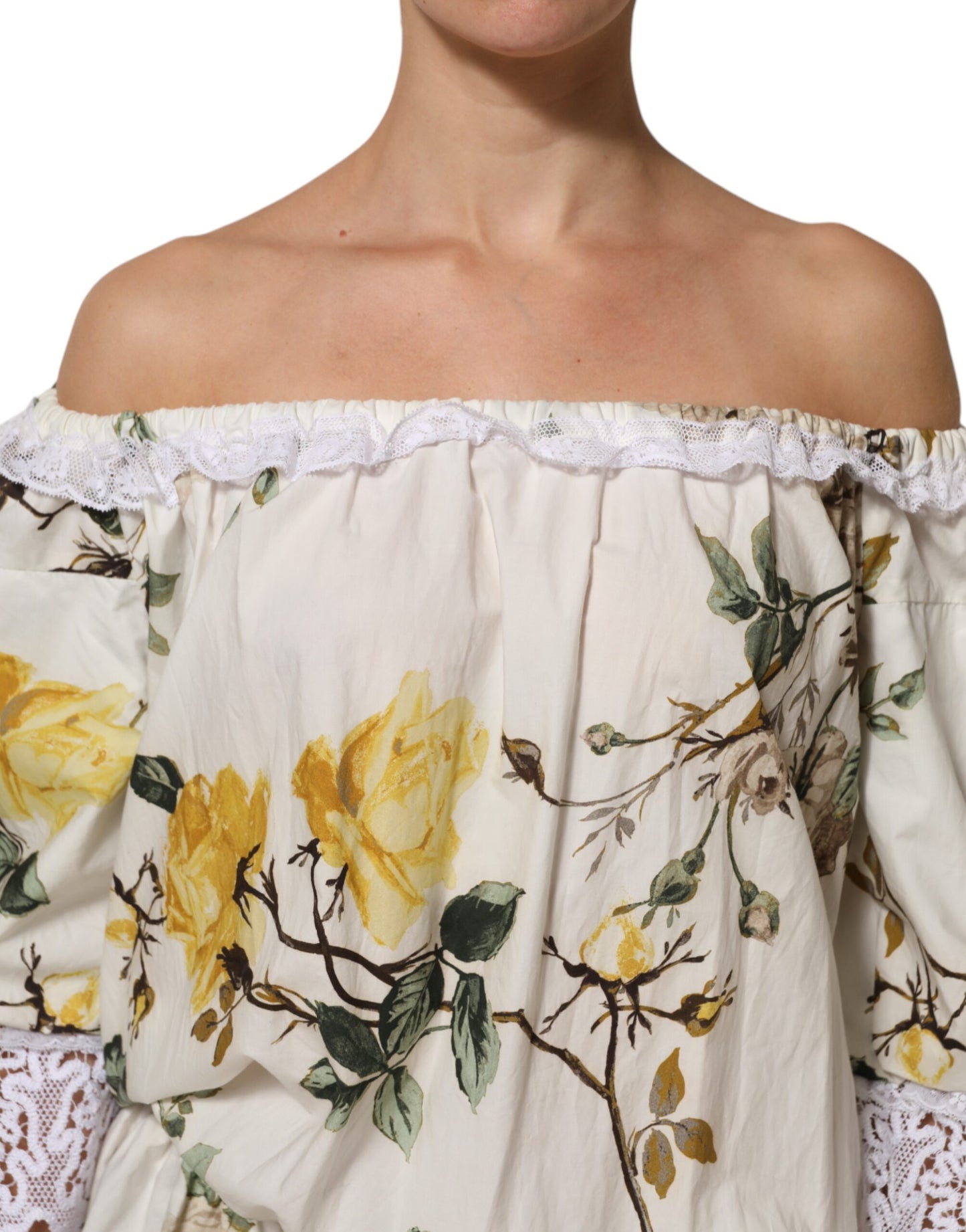 White Floral Lace Off Shoulder Mini Dress
