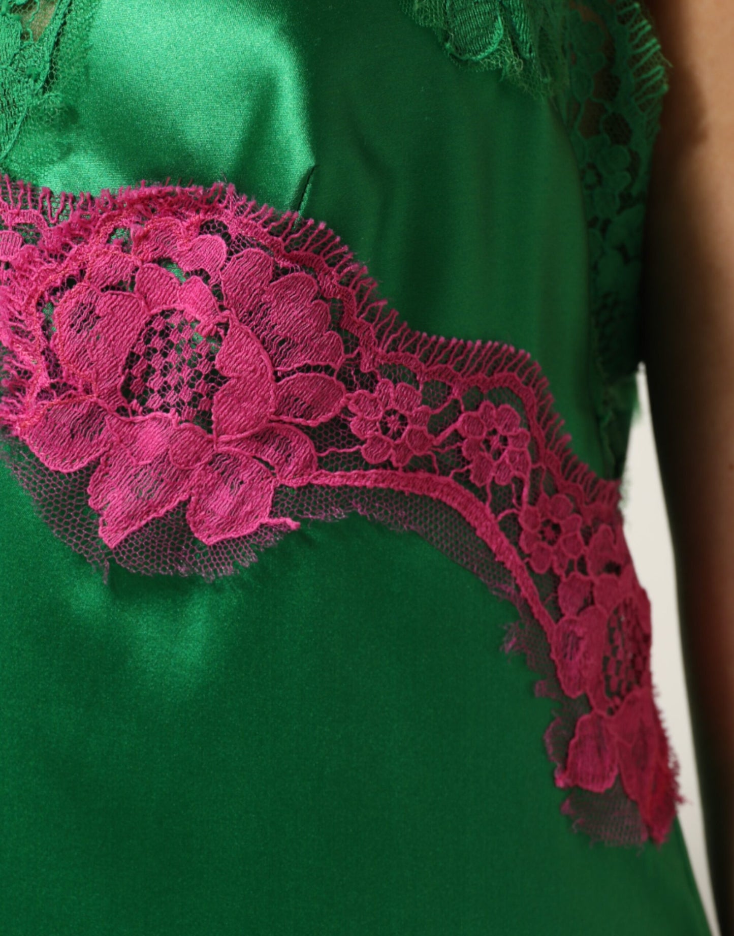 Green Floral Lace Fringes Lingerie Dress