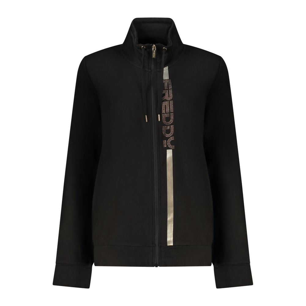 Black Cotton Women Sweatshirt
