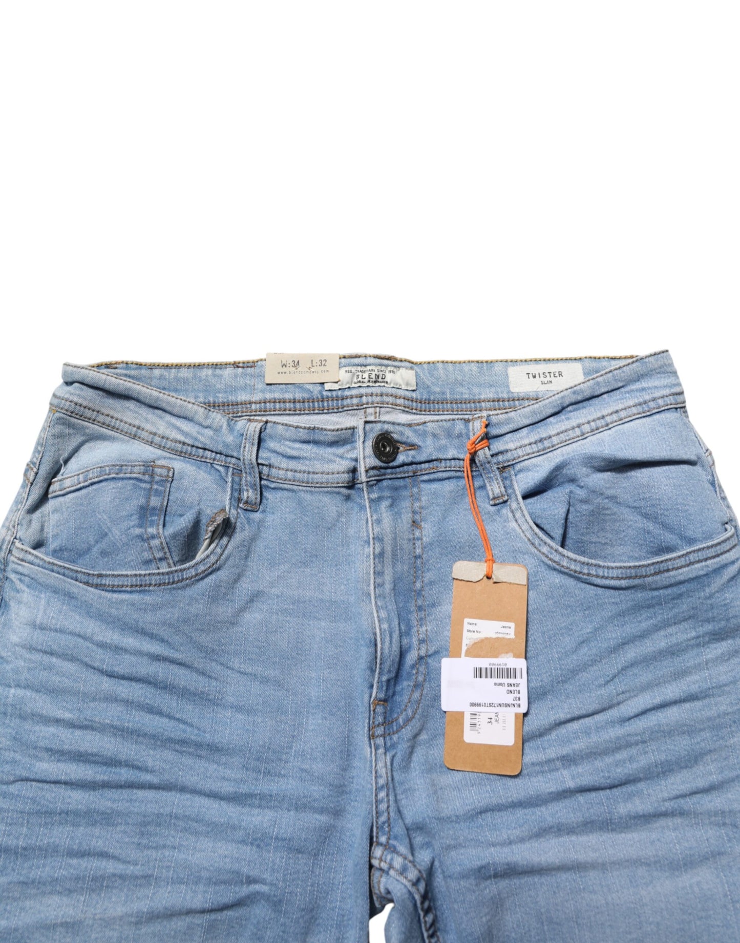 Light Blue Twister Low Waist Slim Fit Men Denim Jeans