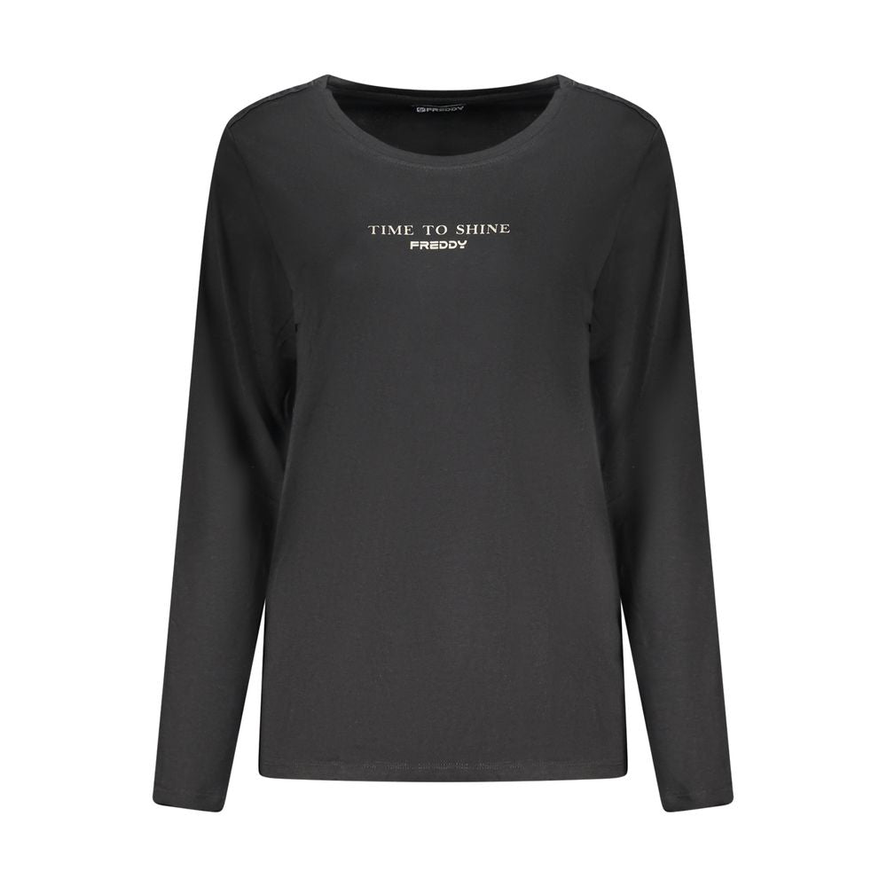 Black Cotton Women T-Shirt
