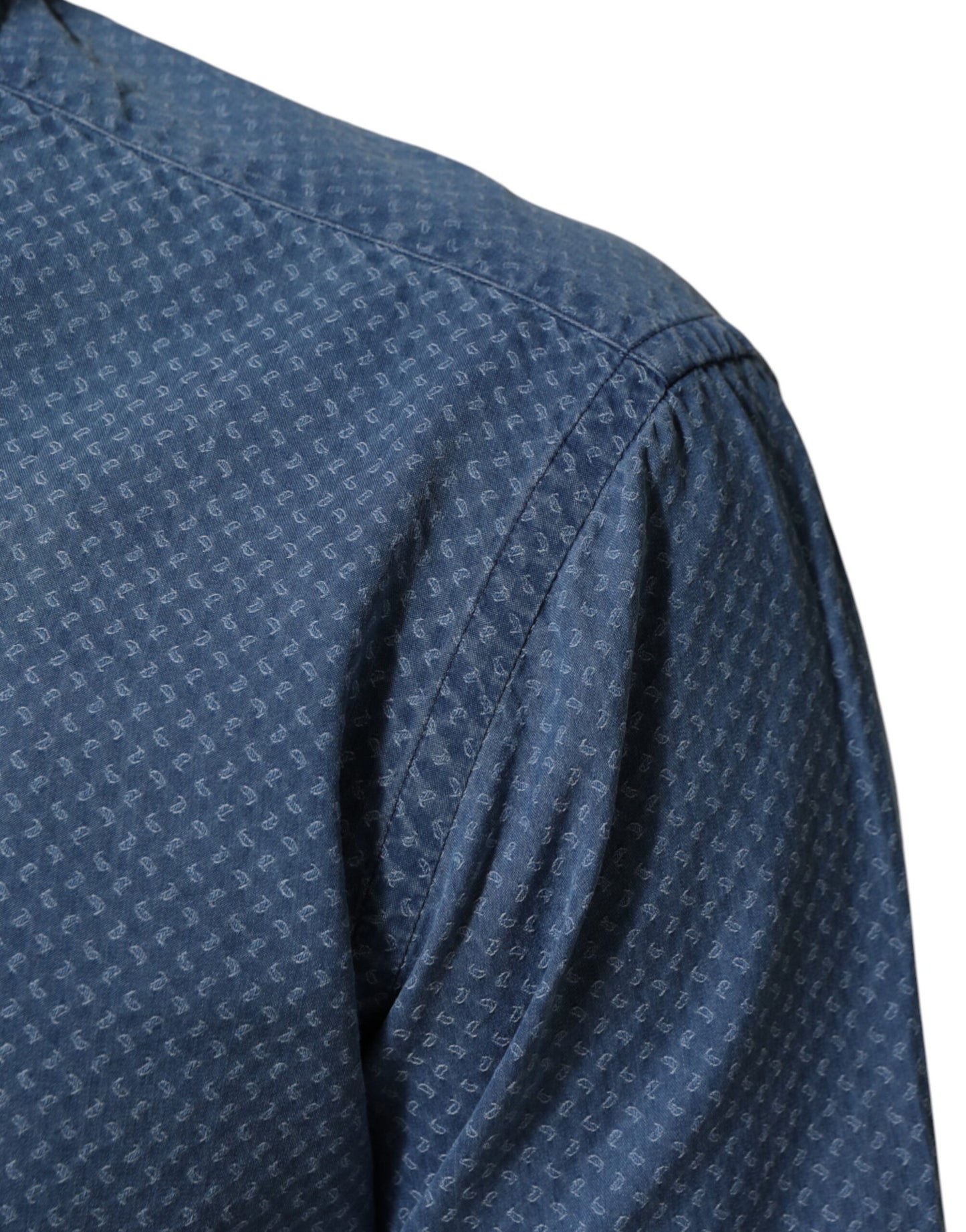 Blue Denim Slim Fit Collared Long Sleeve Casual Shirt