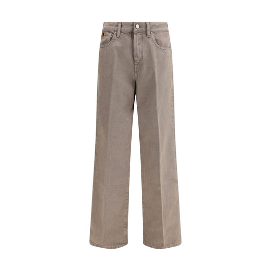 Brown Cotton Relaxed Fit Jeans