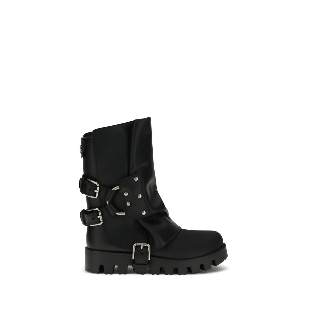Black Calf Leather Bos Taurus Ankle Boots