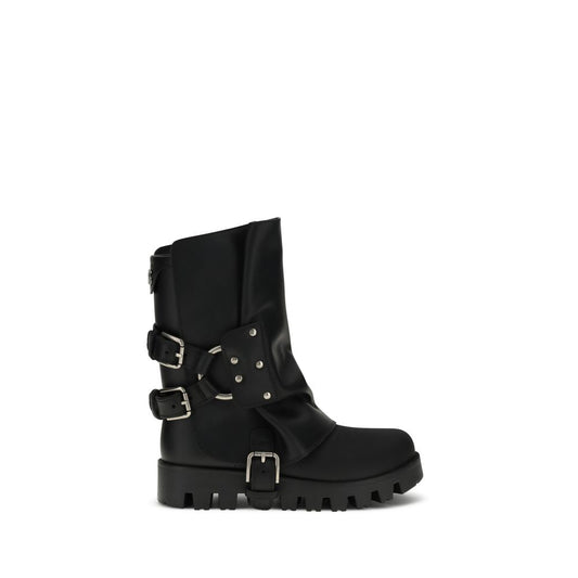 Black Calf Leather Bos Taurus Ankle Boots