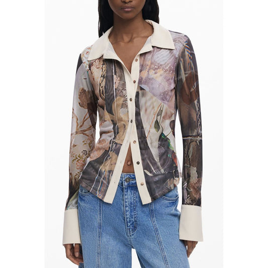 Beige Polyester Women Shirt