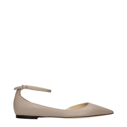 Gray Leather Ballet Flats