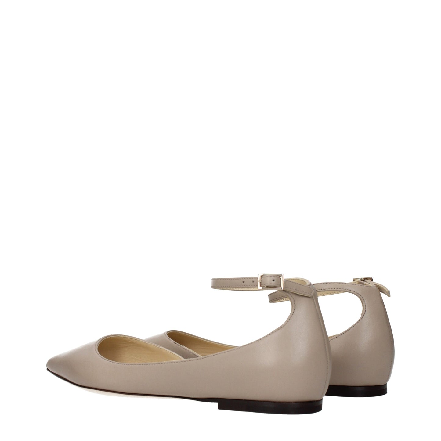 Gray Leather Ballet Flats