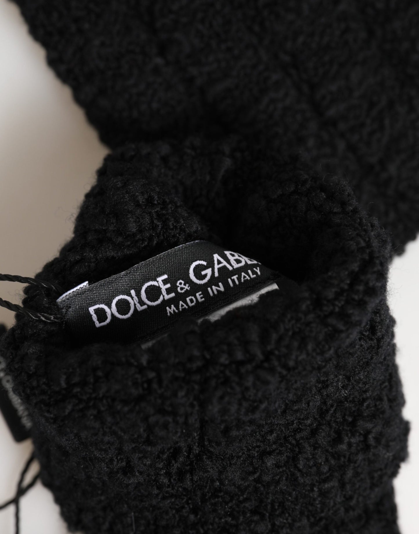 Black Virgin Wool Knitted Fingerless Men Gloves
