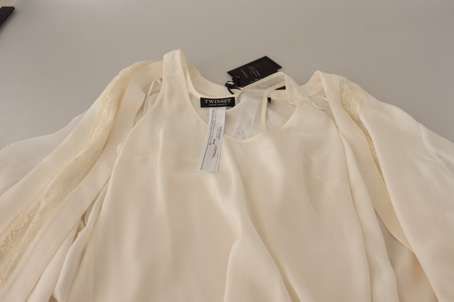 Off White Tank Lace Trim Cardigan Women Blouse Tops
