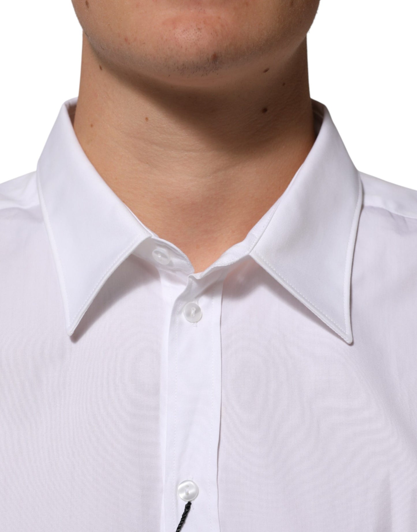 White Cotton Collared Long Sleeve Men Dress Shirt
