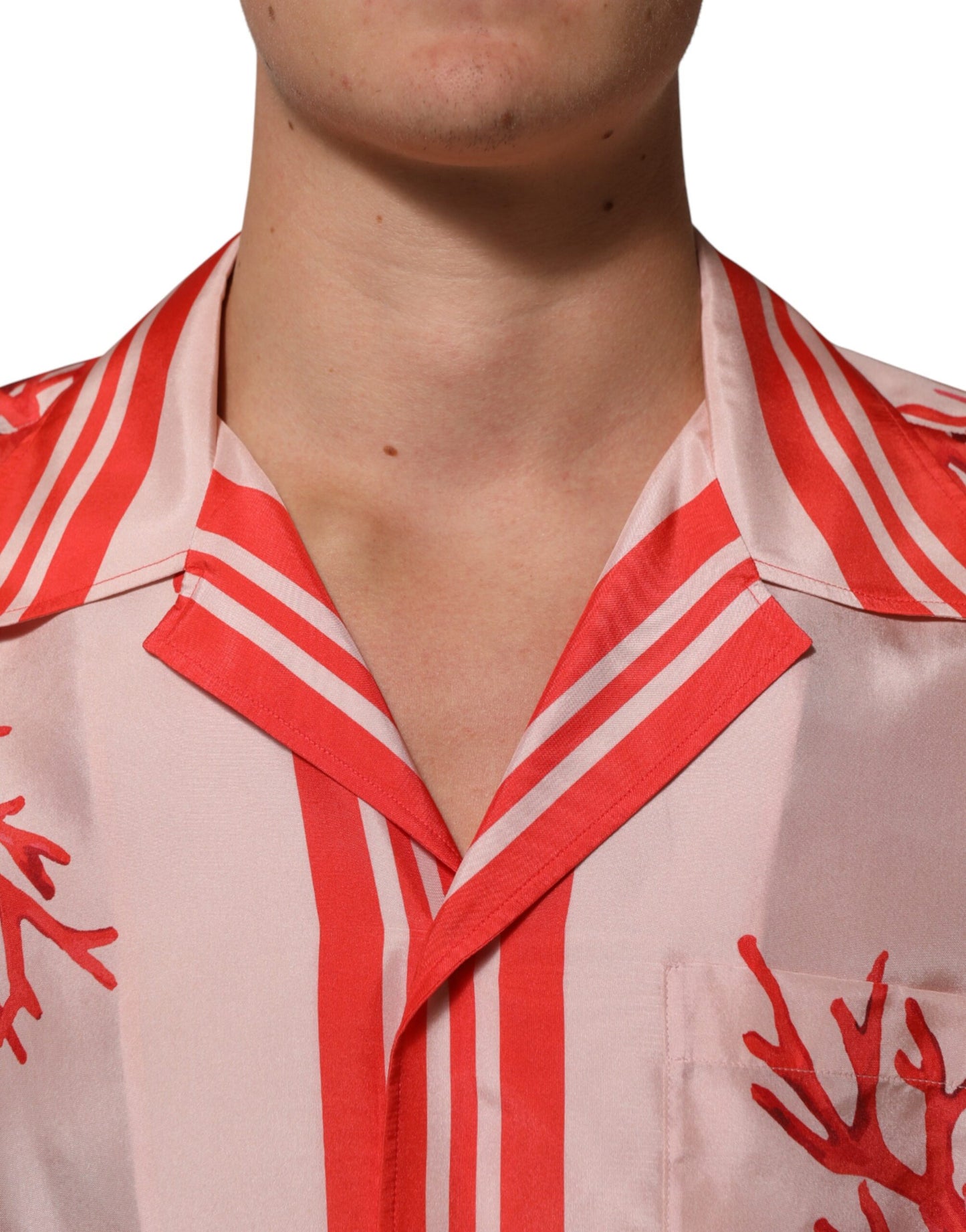 Shirt Red Corals Short Sleeves Button Down