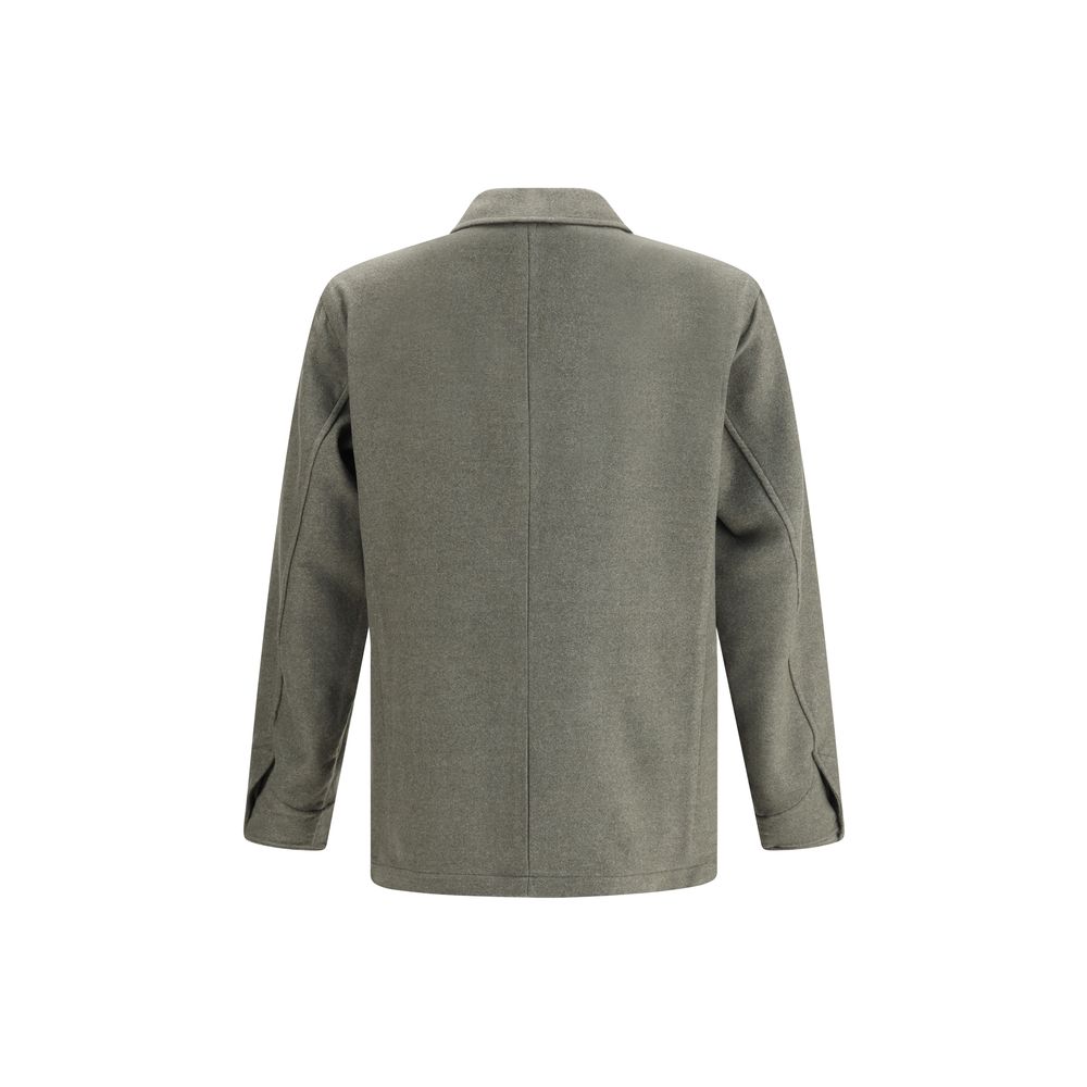 Bicolor Fleece Wool Coat